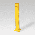 Bright yellow vertical post for safety marking.