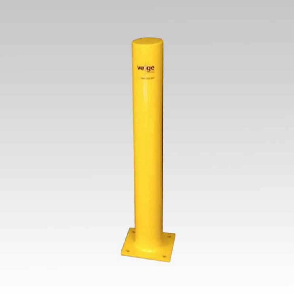 Bright yellow safety pole for outdoor areas