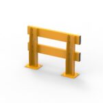 Yellow safety barrier for construction site use.