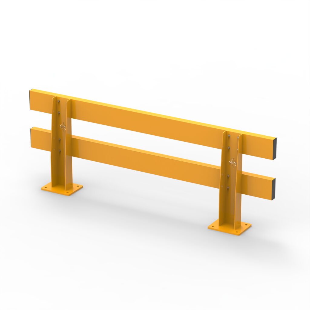 Bright yellow safety barrier for traffic management.