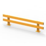 Yellow safety barrier for protection and guidance.