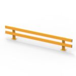 Yellow safety barrier for traffic management purposes.