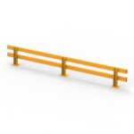 Yellow safety barrier for traffic protection.