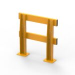 Yellow safety barrier for construction sites