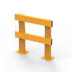 Yellow safety barrier on a white background.