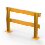Yellow safety barrier for roadwork or construction site.