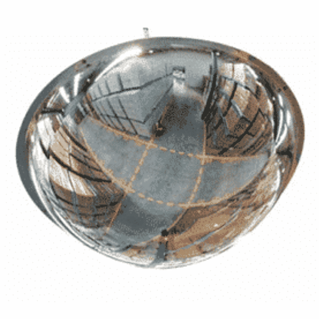 Reflective metallic surface showcasing interior details.