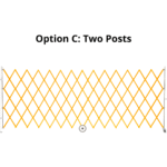 Expandable safety barrier between two mounting posts