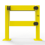 Bright yellow safety barrier for construction sites.