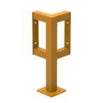 Yellow metal support structure with mounting holes.