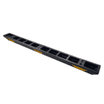 Long black ramp with yellow markings.