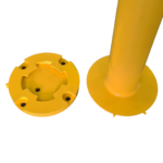 Yellow pole and base plate for industrial use.