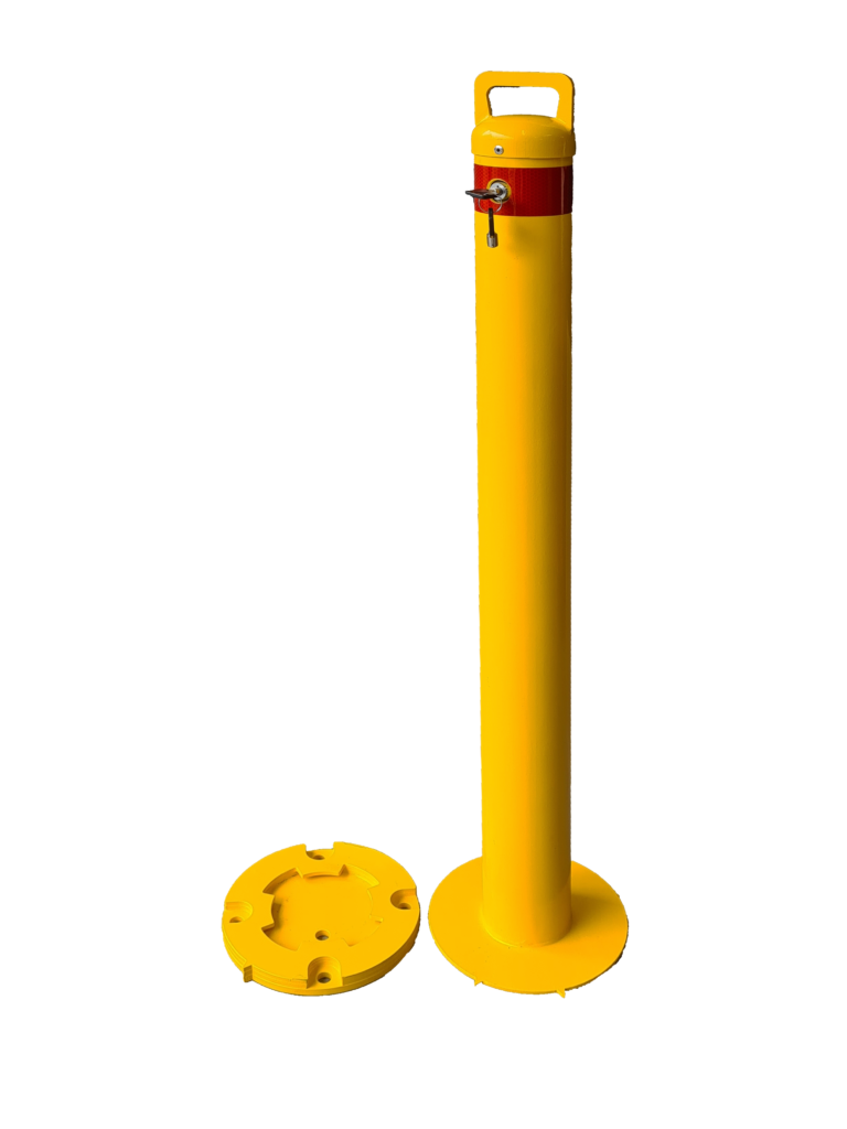 Yellow safety post with removable base