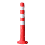Red and white striped traffic cone