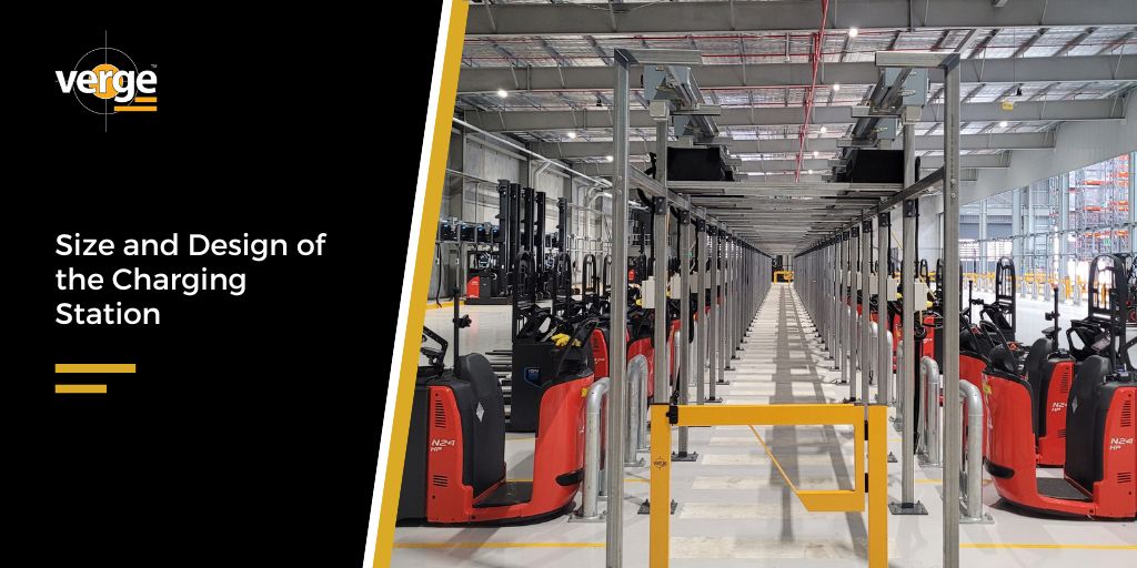 Charging station layout for electric forklifts