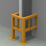 Yellow safety guard around a vertical pole