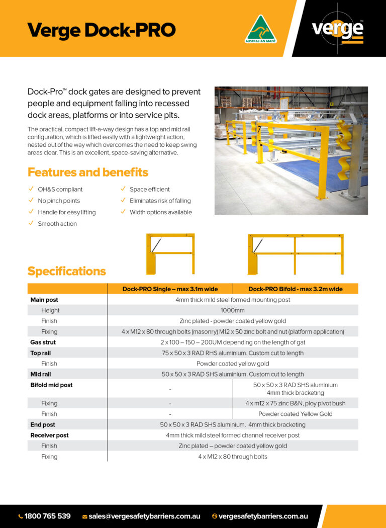 Dock-PRO Safety Gate For Loading Docks Verge Safety Barriers