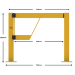 Yellow structure with dimensions for reference.