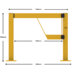Yellow structure with specified dimensions displayed