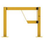 Yellow safety barrier with adjustable arm.
