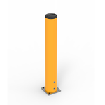 Bright yellow security bollard for safety measures