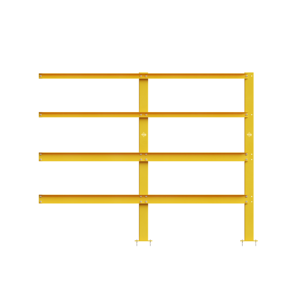 Yellow metal safety barrier isolated on black