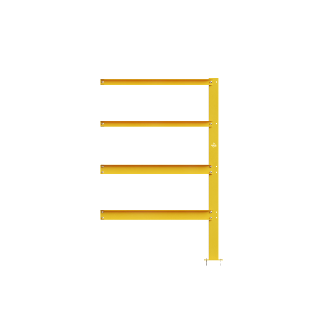 Yellow metal wall-mounted ladder frame