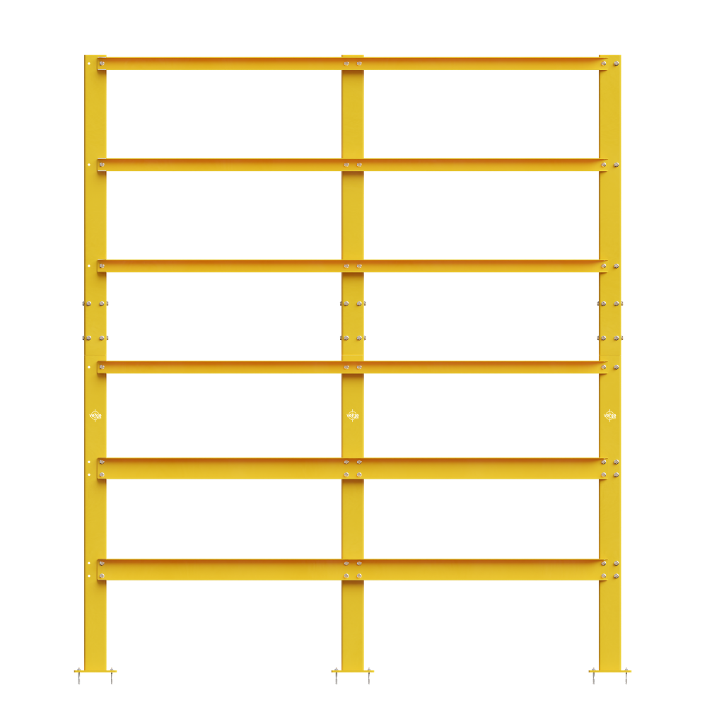 Yellow metal safety barrier frame isolated on black
