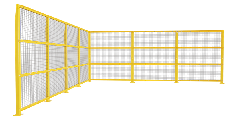 Yellow safety fence with mesh panels
