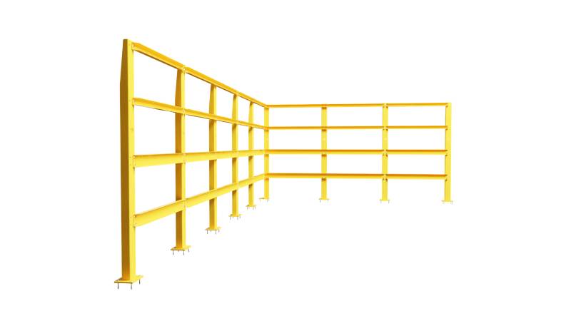 Yellow safety railing for industrial use.