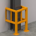 Industrial safety guard around a steel column.