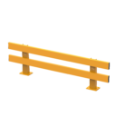 Yellow safety barrier for road protection.