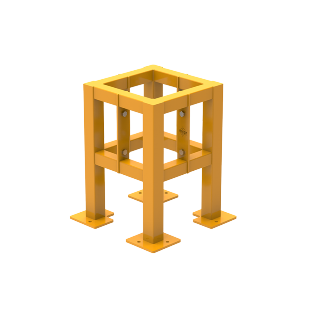 Yellow metal guard or support structure