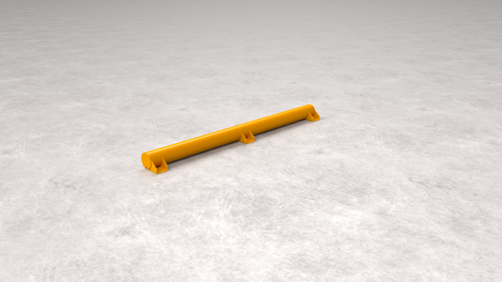 Bright yellow safety barrier on concrete surface.