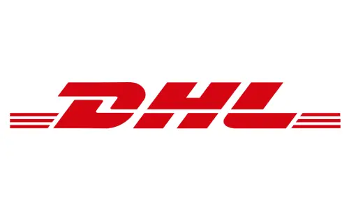 DHL logo, a global delivery service provider.