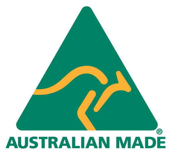 Australian Made logo with green kangaroo symbol