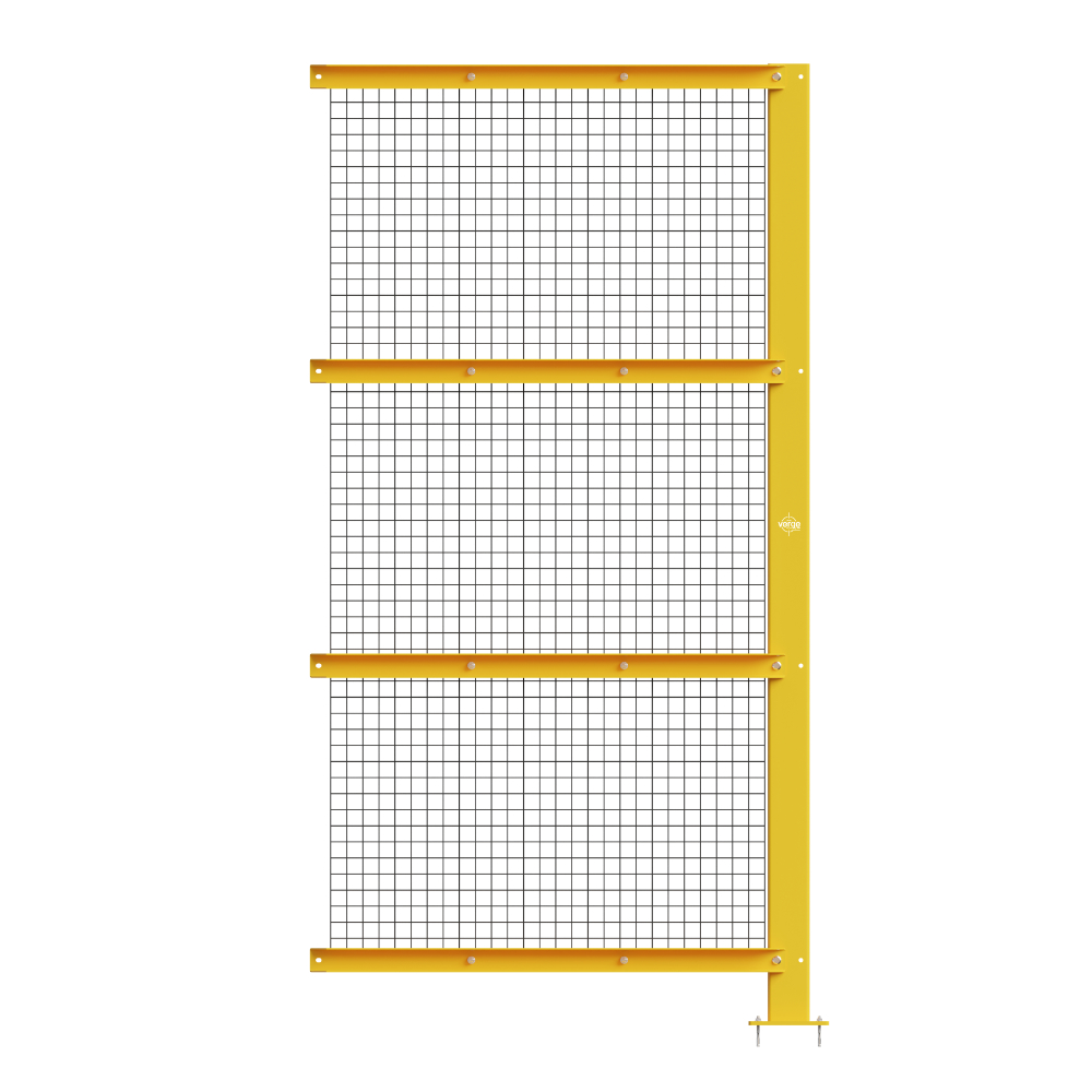 Yellow metal safety barrier with wire mesh panels