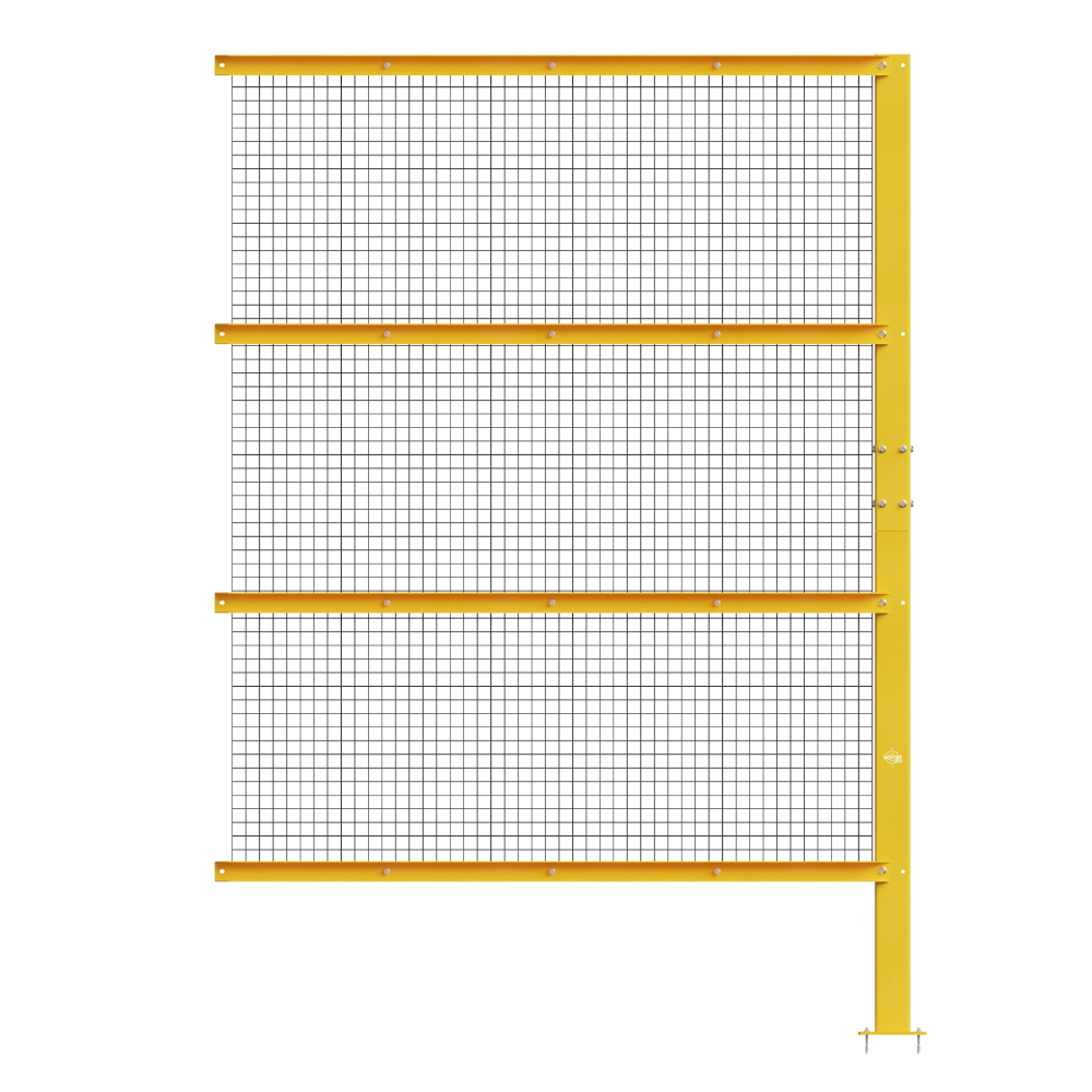 Yellow metal mesh safety barrier panel