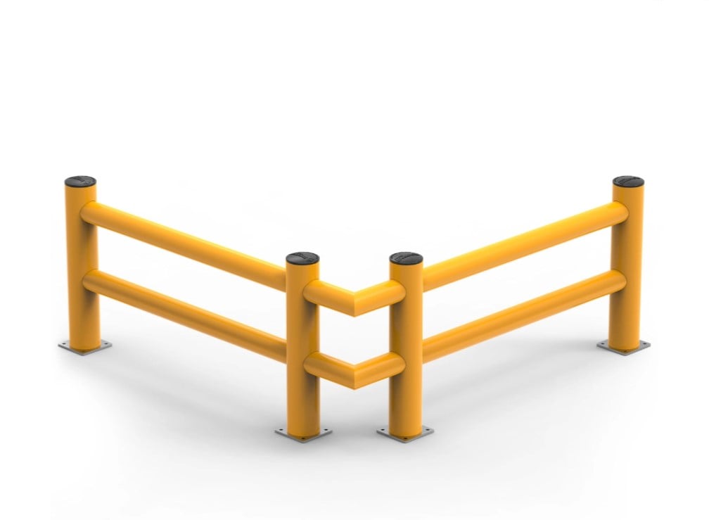 Yellow metal safety barrier guard rail