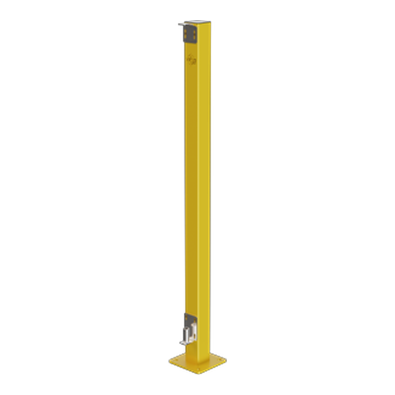 Yellow metal access control bollard post