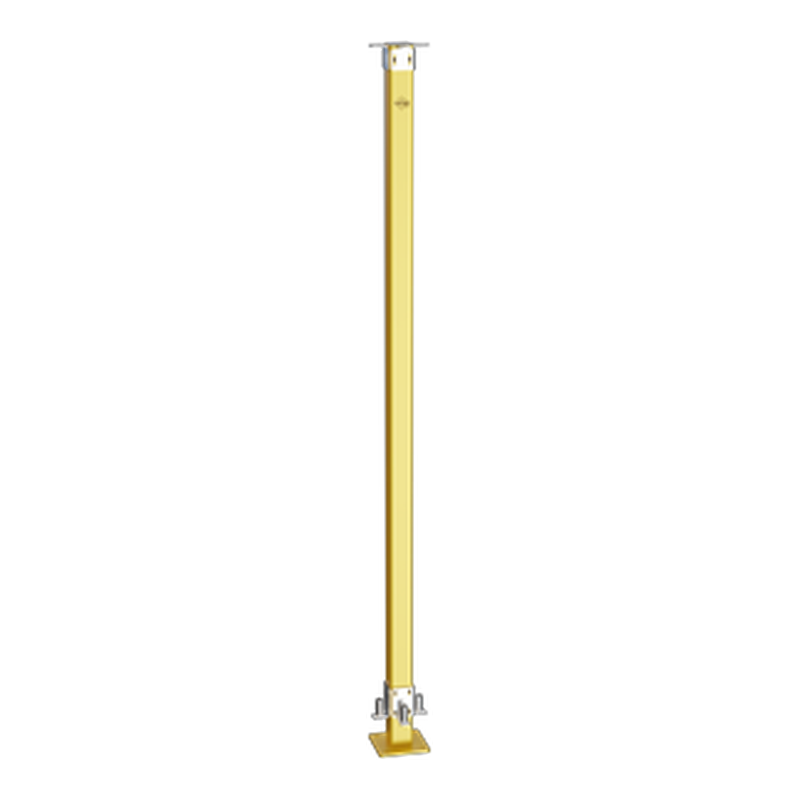 Yellow adjustable steel support prop with base plate