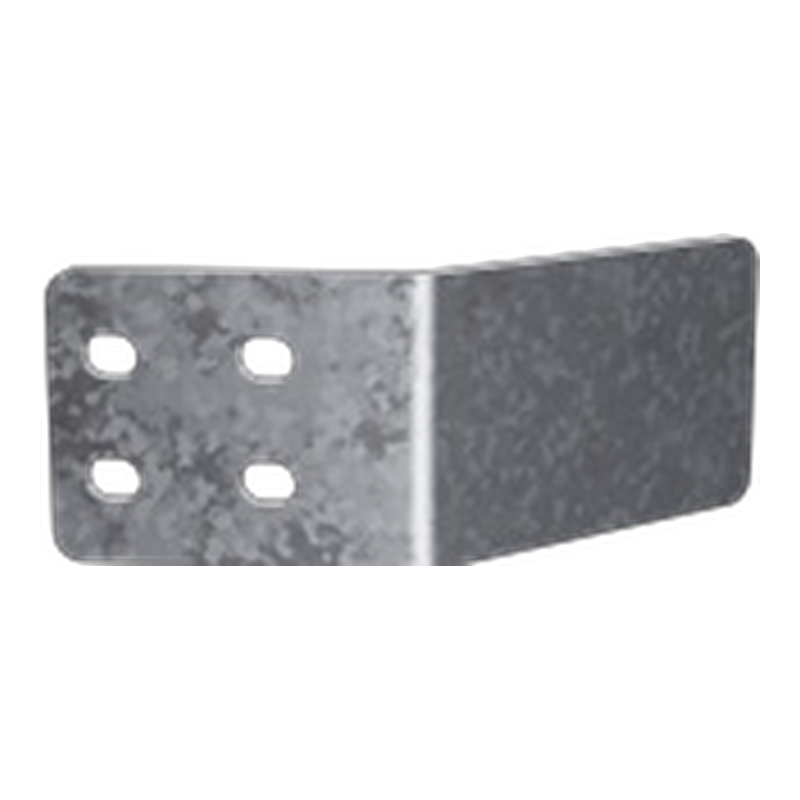 Galvanised metal L-bracket with four holes