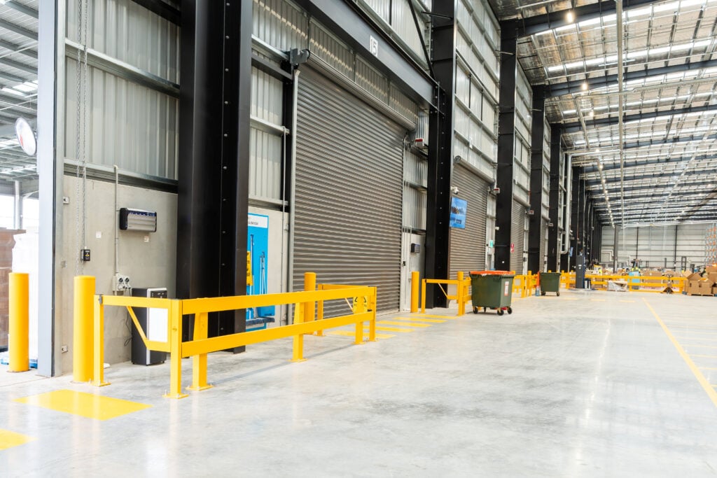 Run of dock openings with barrier across them.