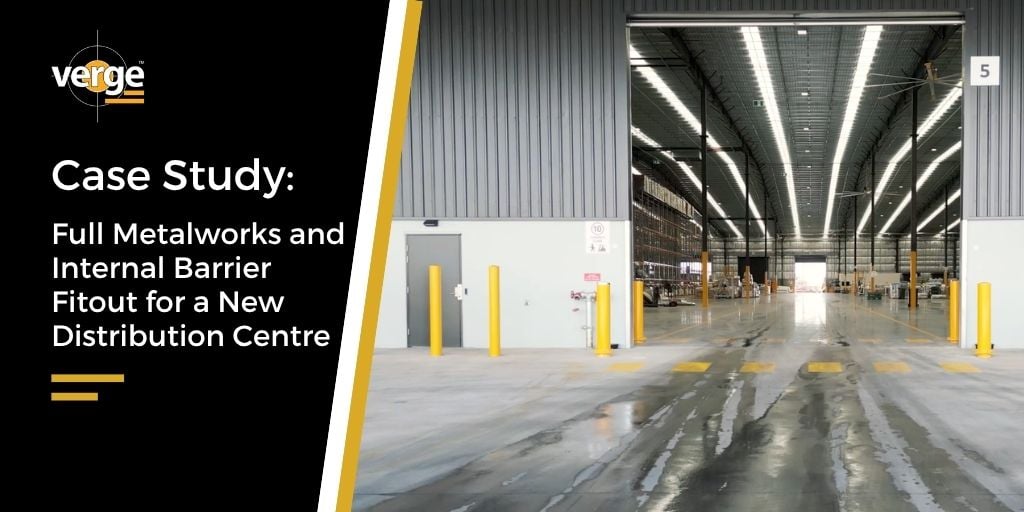 Verge case study graphic beside a new distribution centre