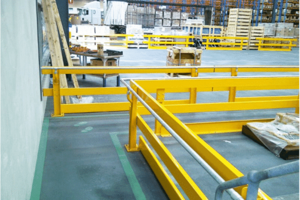 Warehouse safety barriers, forklift safety barriers, mezzanine pallet gates